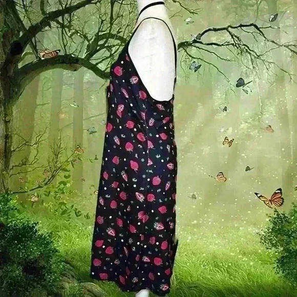 Boho Lati Fashion Strawberry Print Navy Blue Two Piece Slip Dress & Robe - Picture 4 of 11